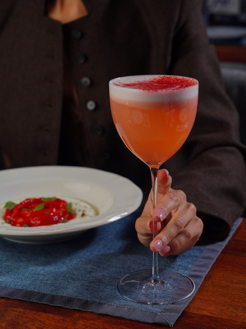 Craft cocktail in a restaurant setting