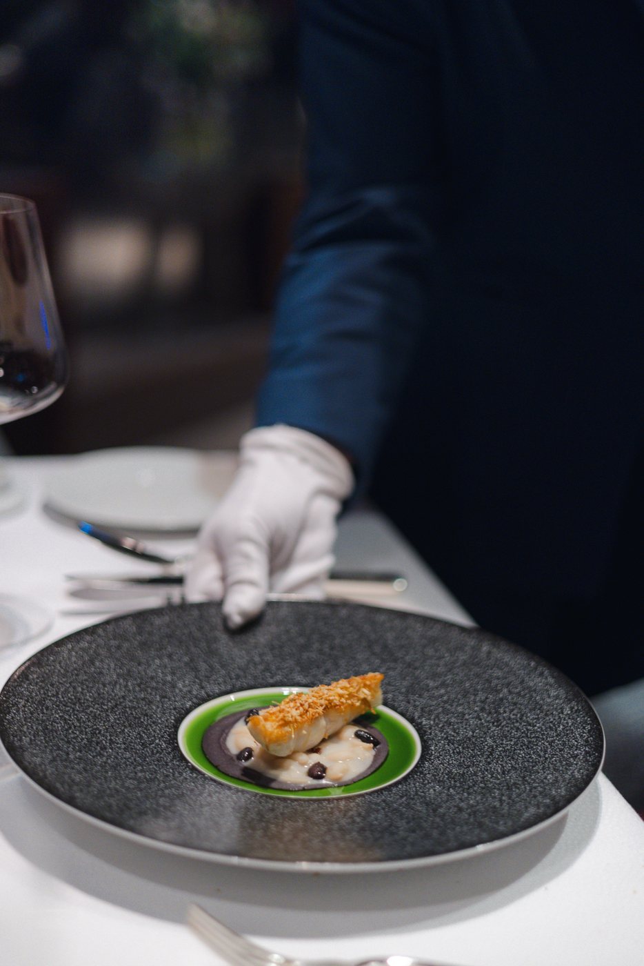 Fine dining dessert presentation